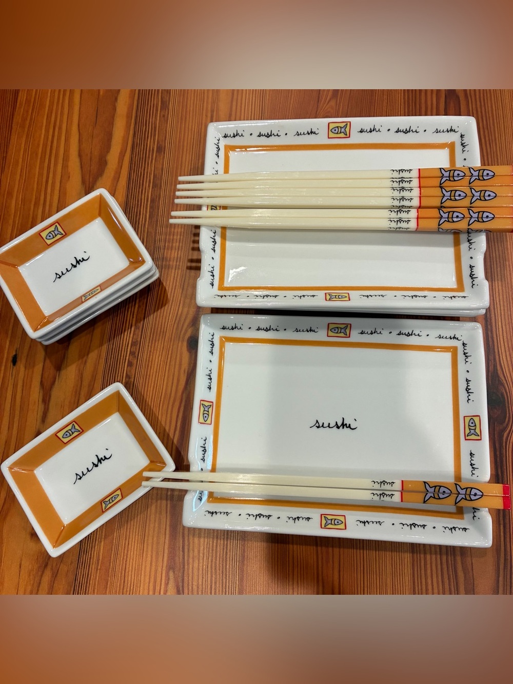 Joie de Vivre The Lifestyles Collections orange & white Sushi Plates